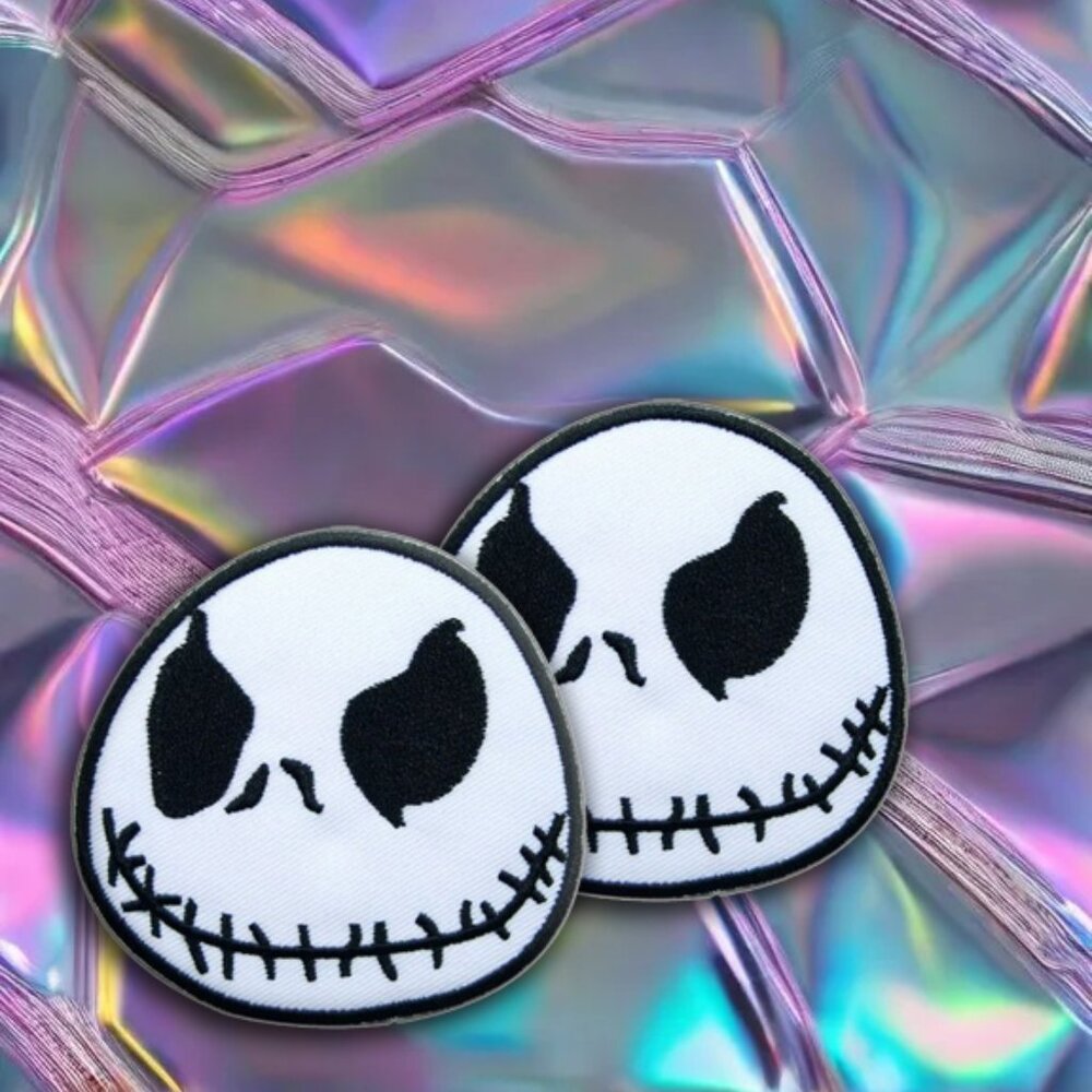 2PCS JACK NIGHTMARE COTTON PATCHES EASY IRON ON CLOTHING APPLIQUE BADGES